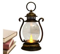 Farm Table Lamp - Simple Hanging, Portable Retro LED Lantern Battery Powered, Rechargeable Camping Lantern | Night for Garden, Patio, Porch, Living Room, Bronze Gold, riferimento alla descrizione