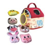 Farm Themed Sensory Plush Toy Set, Toddler Educational Busy Playset, Soft Interactive Animal and Vegetable Plushies for Kids A04