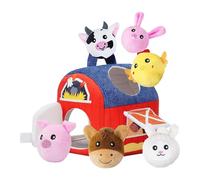 Farm Themed Sensory Plush Toy Set, Toddler Educational Busy Playset, Soft Interactive Animal and Vegetable Plushies for Kids A03