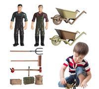 Farm Toy Set 12 Piece Realistic Farmer Accessories Doll Lawn Mower Tool Mini Educational Play Kit Kids Boys Girls Learning Agriculture Model Gift