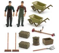 Farm Toys, 12Pcs/Set Simulation Britains Farm Toys Realistic Farmer People Figurines Miniature Scene Accessories Small Educational Playset Tool for Kids Toddlers