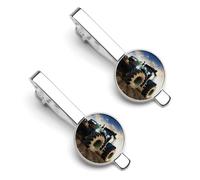 Farm Tractor 2 Pcs Tie Clips for Men Necktie Tie Bar