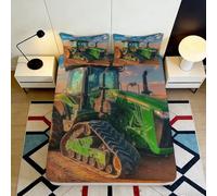 Farm Tractor 3D Printed Fitted Sheet Microfiber soft touch, anti-slip, easy care, guest room bedding for stylish home decor accent 200x200x25cm
