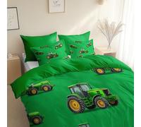 Farm Tractor Duvet Cover Set Bedding Sets, King 230 x 220 cm Duvet Cover (1x Duvet Cover, 2x Pillowcase) Cozy Bedding Green, For All Seasons