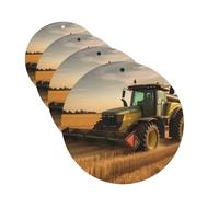 Farm Tractor Harvest Car Air Fresheners Cards 4 Pcs Hanging Fragrance Scented Cards Long-Lasting Car Aromatherapy Tablets for Wardrobe Bathroom Car Interior Mirror Pendant Gifts