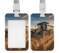 Farm Tractor Harvest Id Badge Holder,Name Tag Holder with Detachable Lanyard,Waterproof Design Id Card Holder for Office, Workplace