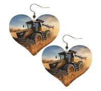 Farm Tractor Harvest Leather Earrings for Women Heart Earring Lightweight Dangle Earrings Jewelry Gifts