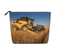 Farm Tractor Harvest Patterned Women's Cosmetic Bag, Single Layer Toiletry Bag, Suitable for Daily Storage, Travel, and Business Trips.