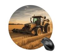 Farm Tractor Harvest Round Mouse Pad 7.8 Inch, Portable Gaming Mouse Mat with Non-Slip Rubber Base & Smooth Surface, Waterproof Mousepad for PC, Laptop, Computer, Office, Home