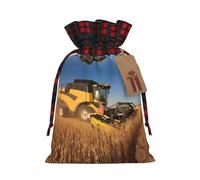 Farm Tractor Harvest SColorblock linen drawstring gift bags Christmas drawstring gift bags perfect for Christmas party decorations