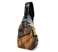 Farm Tractor Harvest Sling Bag with Rfid Blocking Causal Mens Crossbody Bag Lightweight Chest Pack Large Man Purse Travel Crossbody Backpack Shoulder Sling Backpack for Hiking Running Cycling