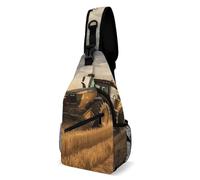 Farm Tractor Harvest Sling Bag with Rfid Blocking Causal Mens Crossbody Bag Lightweight Chest Pack Large Man Purse Travel Crossbody Backpack Shoulder Sling Backpack for Hiking Running Cycling