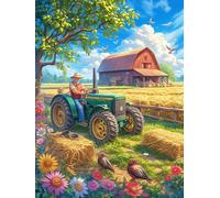 Farm Tractor in A Golden Wheat Field 1000 Pc Classic Jigsaw Puzzle Wildlife Pet Puzzle for Adults Hard Challenging Hobby Home Decor Poster Recycled Material 1000 PCS
