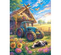 Farm Tractor in A Magical Meadow 1000 Piece Count Premium Jigsaw Puzzle Scenery Science Fiction Teen Fans 14-18 Yrs Brain Training Ultra Difficult Leisure Adventure Valentines Wooden Cardboard 1000 P