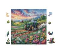 Farm Tractor Meadow 100 Pieces Classic Jigsaw Puzzle Puzzle for Adults Decompression Wall Art Mental Exercise Lightweight Recycled Material 28x28cm