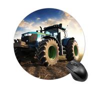 Farm Tractor Mouse Pad - Ultra Thin, 7.8 Inch Round Mousepad with Non-Slip Rubber Base, Waterproof Mouse Mat for Office, Gaming