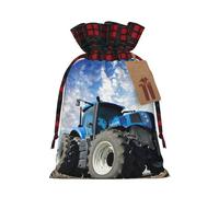 Farm Tractor Print Christmas Wrapping Bags Gift Bags With Drawstring, Xmas Party Presents And Favors