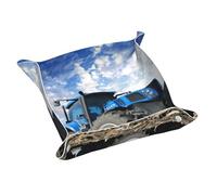 Farm Tractor Print Leather Valet Tray For Women,Travel Organizer, Trinket Jewelry Cosmetic Organizer Tray