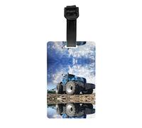 Farm Tractor Print Luggage Tags with Full Back Privacy Cover - Bright Suitcase Identifier for Travel, Cruise & More