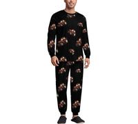 Farm Tractor Soft Mens Pyjamas Set Loungewear Long Sleeve Round Neck Tops And Pants