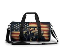 Farm Tractor U.S. Flag Funny Large Gym Bag Novelty Lightweight Duffel Bag Travel Tote Bags