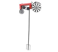 Farm Tractor Wind Spinner Metal Outdoor Stake Windmill Decoration for Flower Bed Lawn Garden, With Wind Powered Wheels, Vintage Turning Wheels, for Flower Bed Lawn Garden (Red)