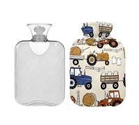 Farm Tractor Yellow Hot Water Bottle with Cover 1L Hot Water Bag Hot/Cold Compress Neck and Shoulder Pain Relief