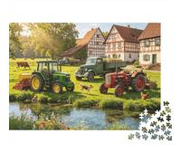 Farm Tractors Jigsaw Puzzles 1000 Piece Recyclable Material Germany Vintage Puzzle for Adults Great Gift Idea Fun Family Gaming Time Activity 38x26cm/1000pcs