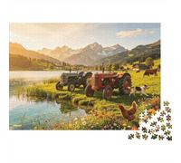 Farm Tractors Puzzles for Elderly 1000 Piece Recyclable Rural Countryside Jigsaw Puzzles Puzzle Game Props Impossible Hard Difficult Challenging Activity 70x50cm/1000pcs