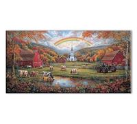 Farm Trees Diamond Art Kits Adults, 5D Diamond Painting for Beginner, Gem Art Cross Stitch Kits for Adults, DIY Full Drill Crystal Embroidery Kit for Crafts,Home Decoration Paintings 40x80in J26-5244