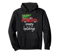 Farm Truck Loaded with Christmas Tree Happy Holidays Pullover Hoodie