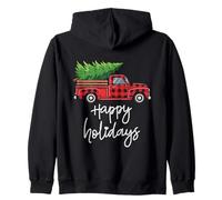 Farm Truck Loaded with Christmas Tree Happy Holidays Zip Hoodie