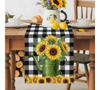 Farm Watercolor Sunflower Leaves Table Runner 70 Inches Long,Table Runners Kitchen Dining Tablesation for Home Party, Floral Watering Can on BuffaloTables Runner for Home Party Wedding Dresser Scarf