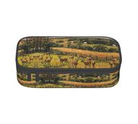 Farm with deer Print Fashionable Functional Pencil Case Convenient Daily Use Storage Makeup Toiletries