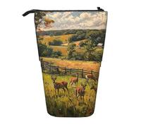 Farm With Deer Print Standing Pencil Case Telescopic Pencil Bag Pop Up Pencil Pouch Pen Pouch Makeup Cosmetics Bag