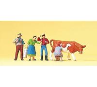 Farm Workers (4) & Cow Being Milked Exclusive HO/OO Figure Set Preiser 10044