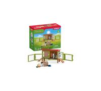 FARM WORLD - 42420, 16-Piece Rabbit Hutch Toy Playset, Bunny Hutch with 3 Rabbit Figurines, Rabbit Run, Tunnel and Accessories, Farm Animal Toys for
