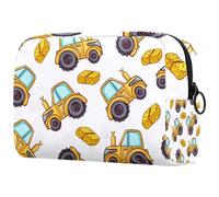 Farm Yellow Tractor and Haystack Cosmetic Bag for Women, Travel Toiletries Bags Large Makeup Handy Pouch Organiser Bag with Zipper