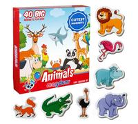 Farm Zoo & Sea Animal Magnets for Kids - Magdum - 40 Fridge Magnets - Wildlife Learning Toy for Toddlers - Educational Preschool Set - Cute Farm & Ocean Animals - Strong Durable Safe Magnets
