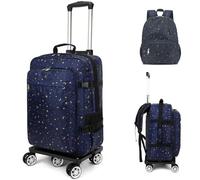 FARMARK 3-in-1 Multifunctional Suitcase: 20 Inch Rolling Travel Backpack with Spinner Wheels, Blue, Carry-On Luggage Bag With Wheels
