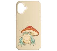 Farmcore Frog and Mushroom Umbrella Aesthetic Cottagecore Case for iPhone 16 Plus
