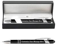 Farmelov Personalised Pen Bulk with Name Free Engraving,Custom Ballpoint Pens with Stylus,Engraved Text Message Logo,Customised Gifts for Business,Graduation,Wedding,Birthday,Christmas-Black Ink