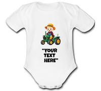FARMER Baby Grow Customisable Personalised Unique Baby Vest Babygrow Boys Girls Unisex Cute Top Bodysuit Custom text MALE