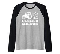 Farmer Certified Funny Agriculture Tractor Design Raglan Baseball Tee