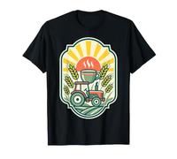 Farmer Coffee Tractor Sunrise Wheat Farm Lover Country T-Shirt