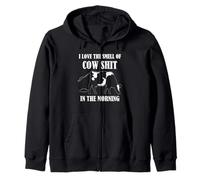 Farmer Cow Humor Morning Barnyard Cattle Saying Retro Zip Hoodie