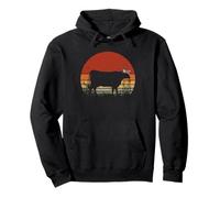 Farmer Cow Sunset Floral Cattle Ranch Vintage Art Pullover Hoodie