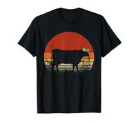 Farmer Cow Sunset Floral Cattle Ranch Vintage Art T-Shirt