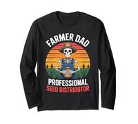 Farmer Dad Professional Seed Distributor Funny Skeleton Long Sleeve T-Shirt