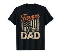 Farmer Dad Tractor and American Flag Fathers Farming T-Shirt